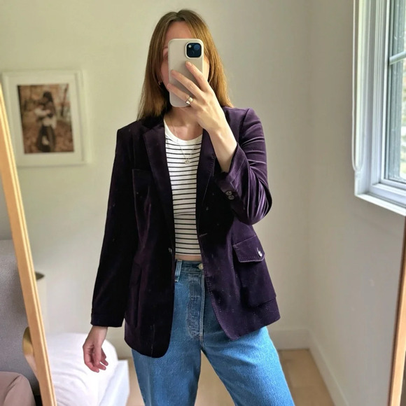 Massimo Dutti Jackets & Blazers - Massimo Dutti Velvet Blazer Purple Size 42 US 10
